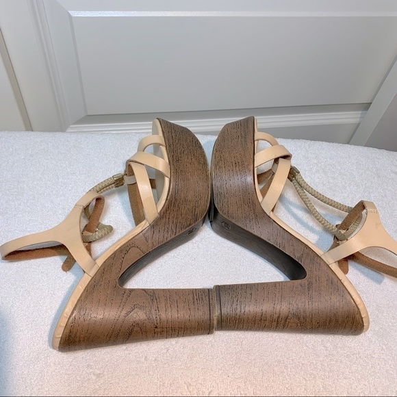 EXÉ tsakiris mallas upper leather beige platform sandals ankle strap size 39 - Picture 5 of 10
